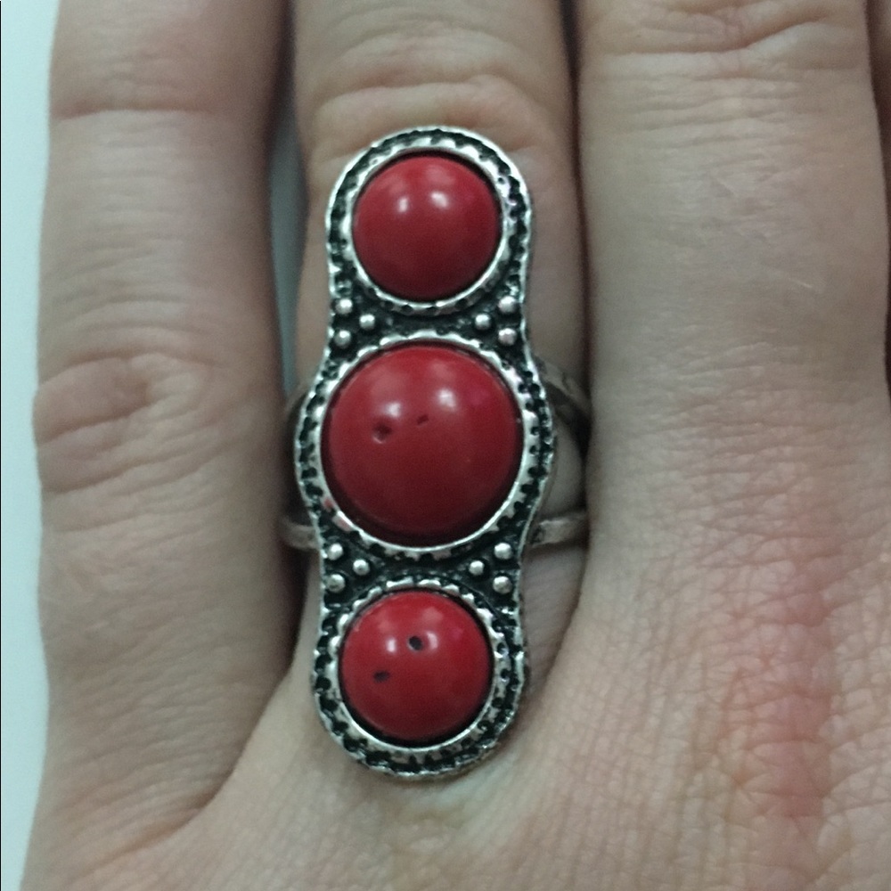 Lucky Brand red funky ring size 7/8
